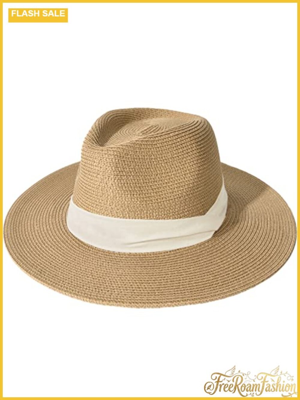 Wide Brim Straw Panama Fedora Sun Hat UV Protection Unisex Beach